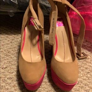 Suede platform chunky heels